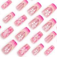 Nail Jolie – Short French Nails Petal Pink Florals & Gold Accents