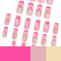 Nail Jolie – Short French Nails Petal Pink Florals & Gold Accents