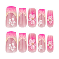 Nail Jolie – Short French Nails Petal Pink Florals & Gold Accents